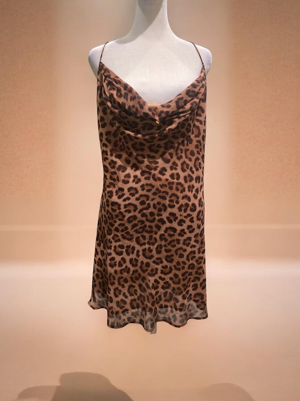 Leopard Print Slip Dress in Brown